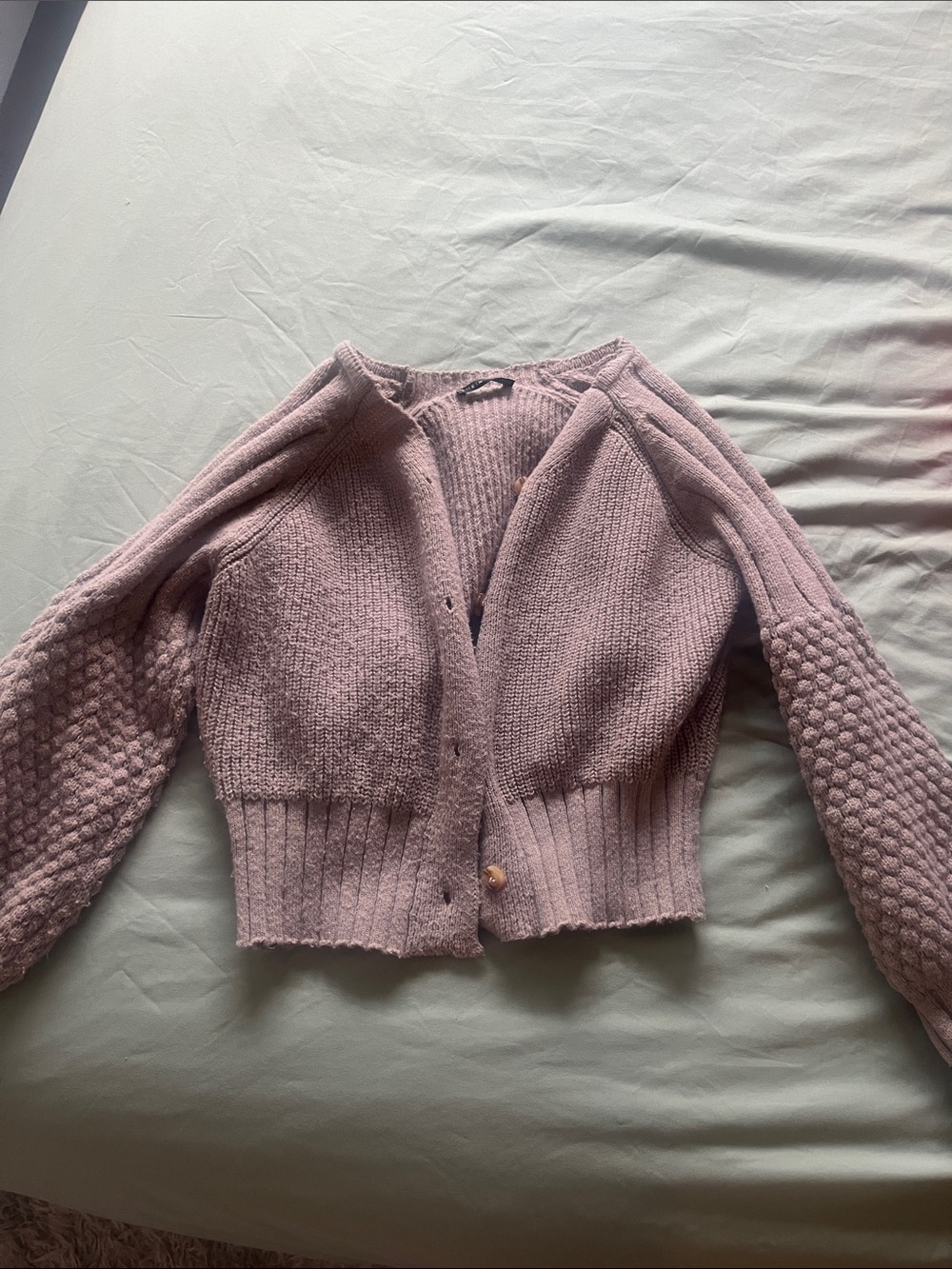 SHEIN Textured Sleeve Cropped Cardigan